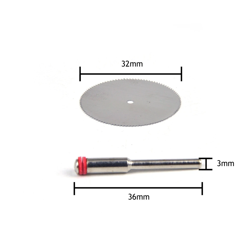 POLIWELL 16mm~32mm Stainless Steel Mini Circular Saw Blade Set 3mm Fixed Rod Plastic Wheel Cutting Disc for Dremel Rotary Tool