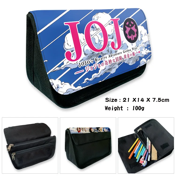 Anime JoJo Bizarre Adventure Cartoon Pencil Case Stationery Box Students Pen Pouch Female Cosmetic Make Up Bags