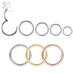 ZS 1 PC 20/18/16G Hoop 316L Stainless Steel Nose Ring Men Round Clicker Ear Cartilage Tragus Helix Piercing Jewelry 6/7/8/9/10mm