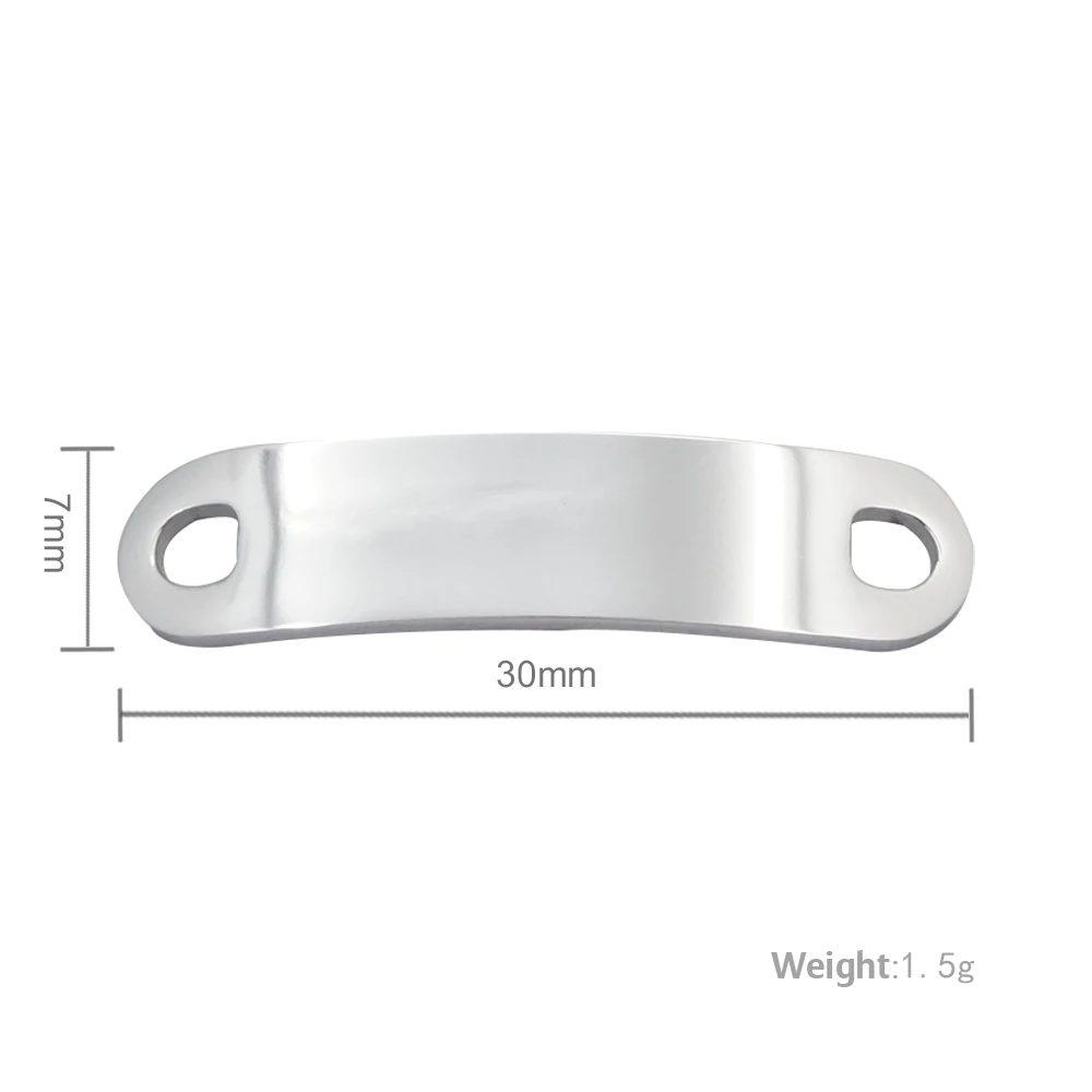 MaiLun 20 Stück 8 x 30 mm Edelstahl-Verbinder, lasergravierte kursive Platten, gravierbare Armband-Anschlüsse, Lochgröße 3 x 3,5 mm – Detail 3