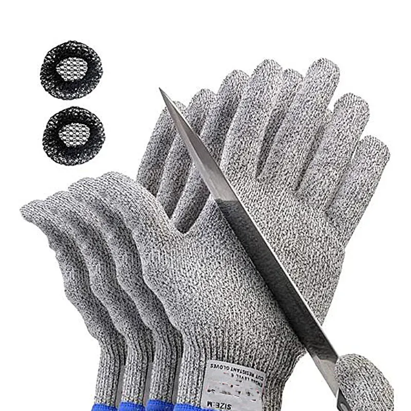 4Pieces /2Pairs Kitchen Work Safety Cut Resistant Gloves with Nylon HPPE Working Gloves, Cut Level 5p