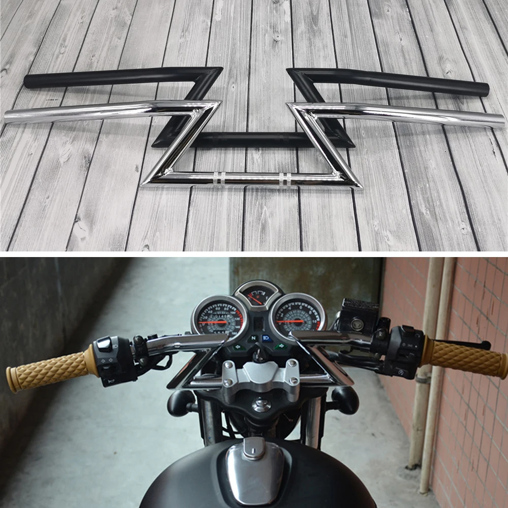 Vintage Motorcycle Handlebar 22mm 7/8'' for Cafe Racer Cruiser Bobber Chopper Tracker Handle Bar Z-Bars Scooter Steering Wheel