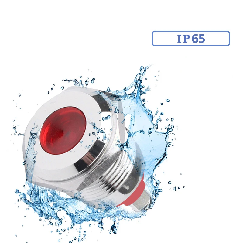 19mm LED Metal Indicator Light Waterproof Signal  Light Screw Connectfive colors round LED flat button 12V 24V 220v Red Green