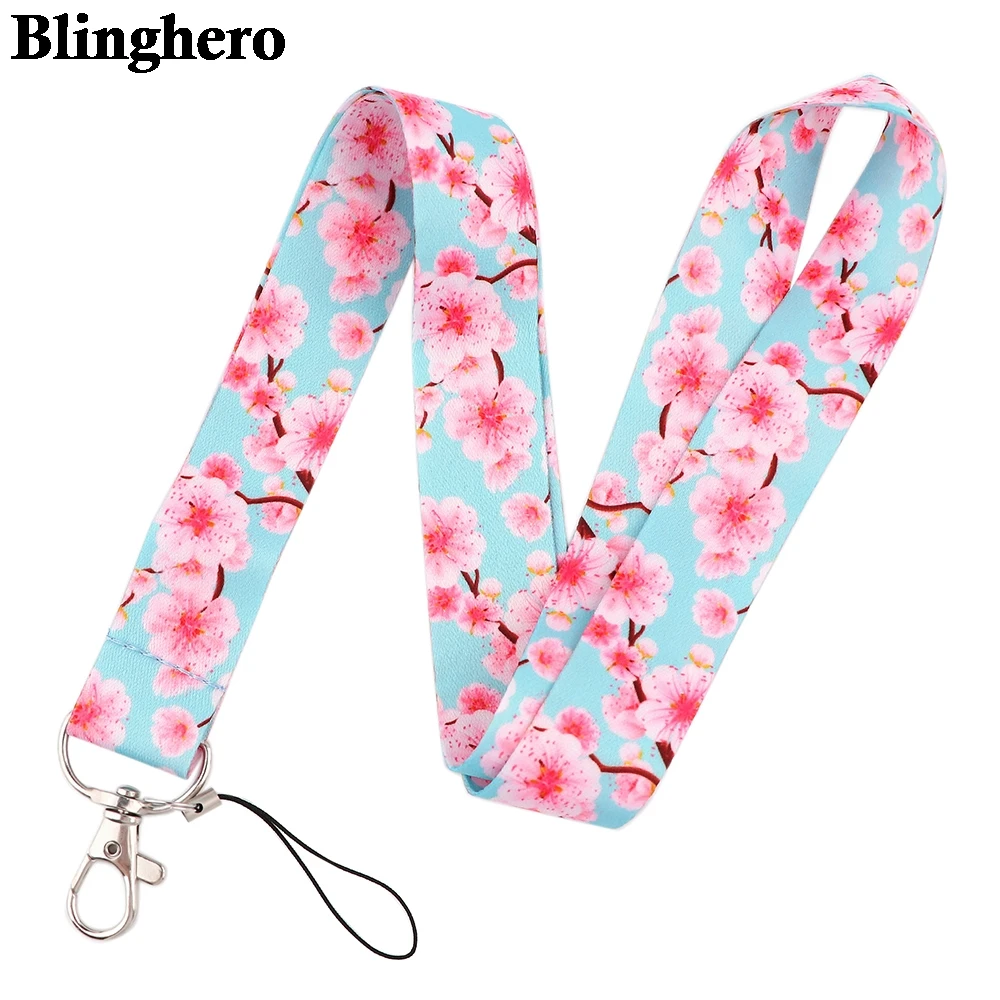 CB862 Cherry Blossom Pink Lanyards for Key Neck Strap For Card Badge Gym Keychain Lanyard Key Holder DIY Hanging Rope