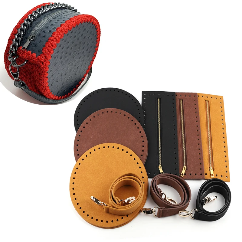 4PCS /Set DIY Woven Bag Handmade Handbag Belt Accessories Bag Bottoms Cover Leather Shoulder Strap For Crossbody Bags DIY Craft