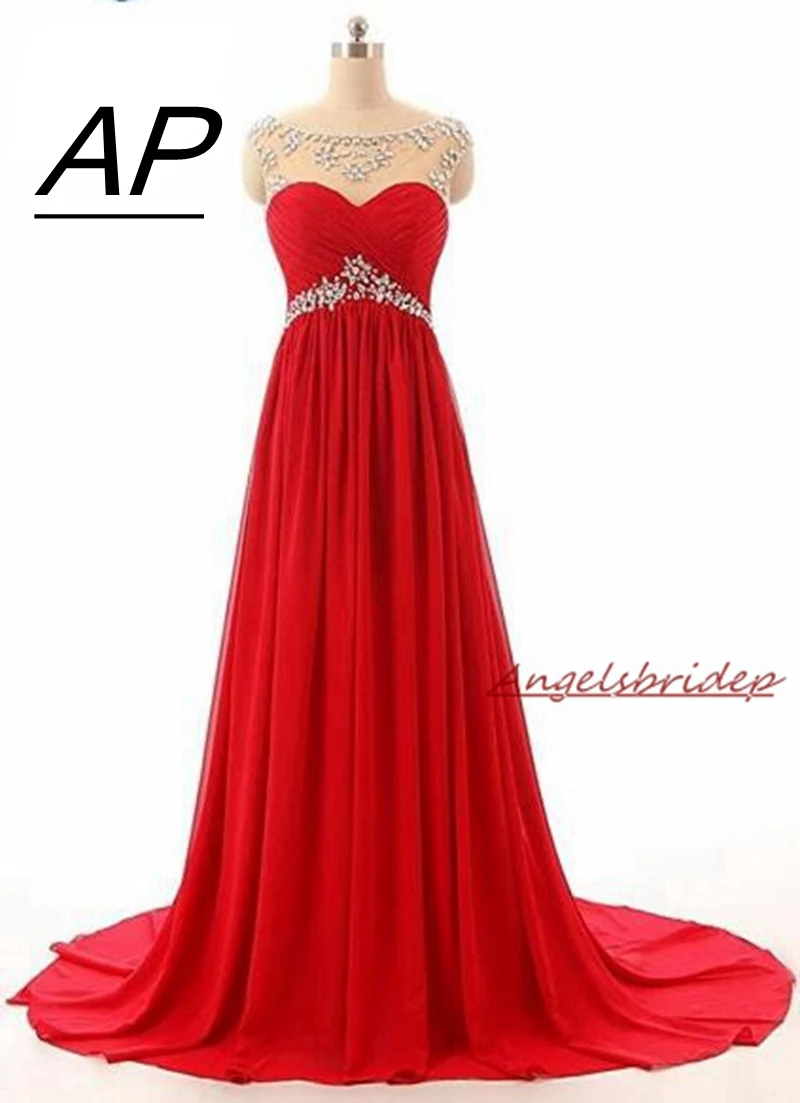 

Angelsbridep Sweetheart A-Line Chiffon Bridesmaid Dresses Robe Mariage Femme Crystals Full-Length Formal Party Gowns