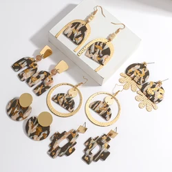 Lifefontier Gold Color Metal Ploymer Clay Earrings for Women Handmade Geometric Irregular Round Unusual Drop Earrings Jewelry