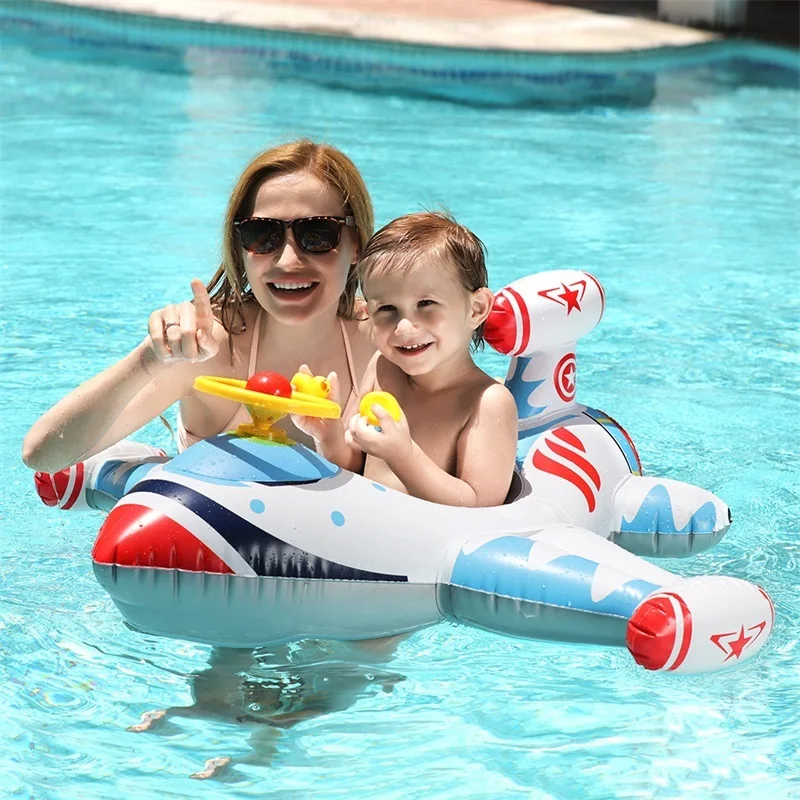 Baby Swimming Ring Kids Inflatable PVC Swim Circle Cartoon Airplane Seat Boat Floating Pool Accessories For Toddler Toys