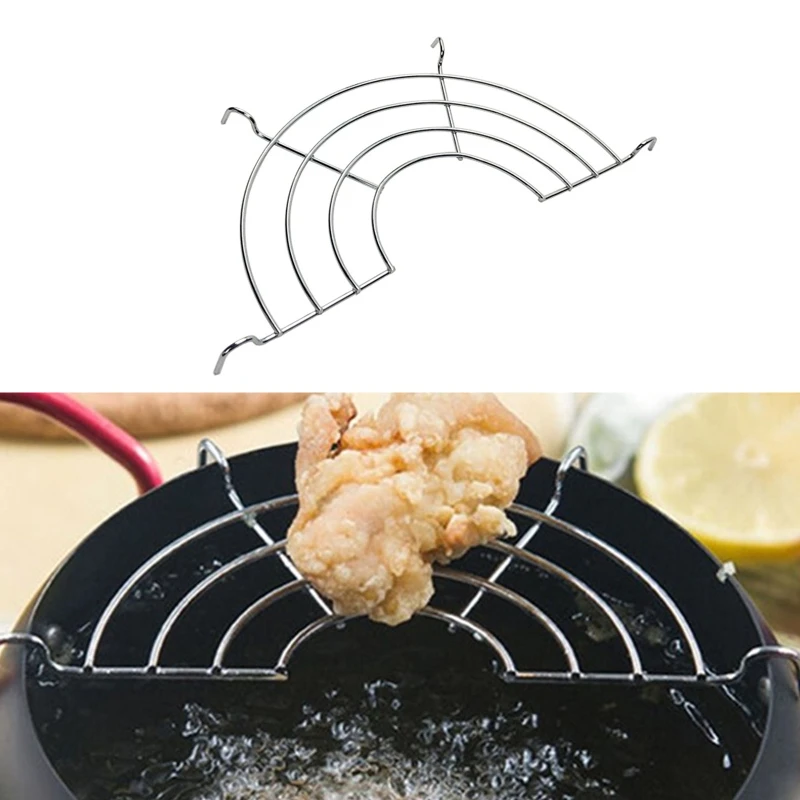Égouttoir à huile Semi-circulaire en acier inoxydable, étagère de cuisson à la vapeur, isolation thermique, filtre d'égouttage d'huile pour aliments frits