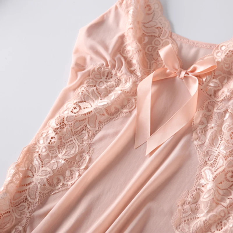Pajamas Set Sexy Nightie Large Size Robe and Suspender Skirt Thin Mesh Transparent Lace Pajamas for Women Plus Size Sleepwear