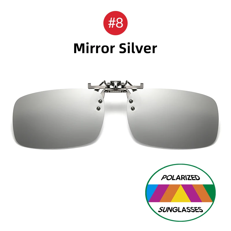 VIVIBEE Spiegel Blau Flip Up Clip auf Sonnenbrille Angeln Männer Quadratische Polarisierte Linse Metall Nachtsicht Fahren UV400 Frauen Gläser