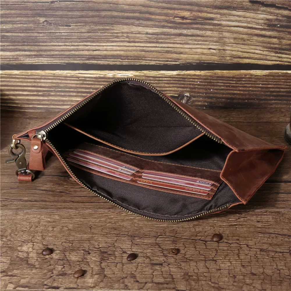 Men\'s Clutch Bags for men Genuine Leather Hand Bag Male Long Money Wallets Mobile Phone Pouch Man Party Clutch Card Holder