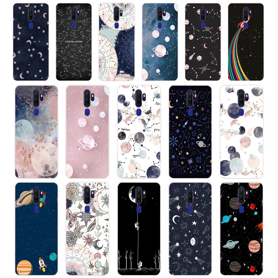 384FG Star Space Moon gift Soft Silicone Tpu Cover phone Case for OPPO A5S A7 AX7 A5 A9 2020 Reslme C3