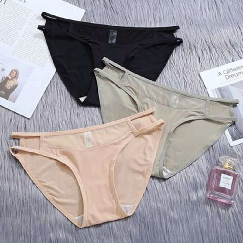 Ladies Simple and Comfortable Underwear Girly Breathable Seamless Underwear Pure Cotton Sexy Ultra-thin Ice Silk Briefs