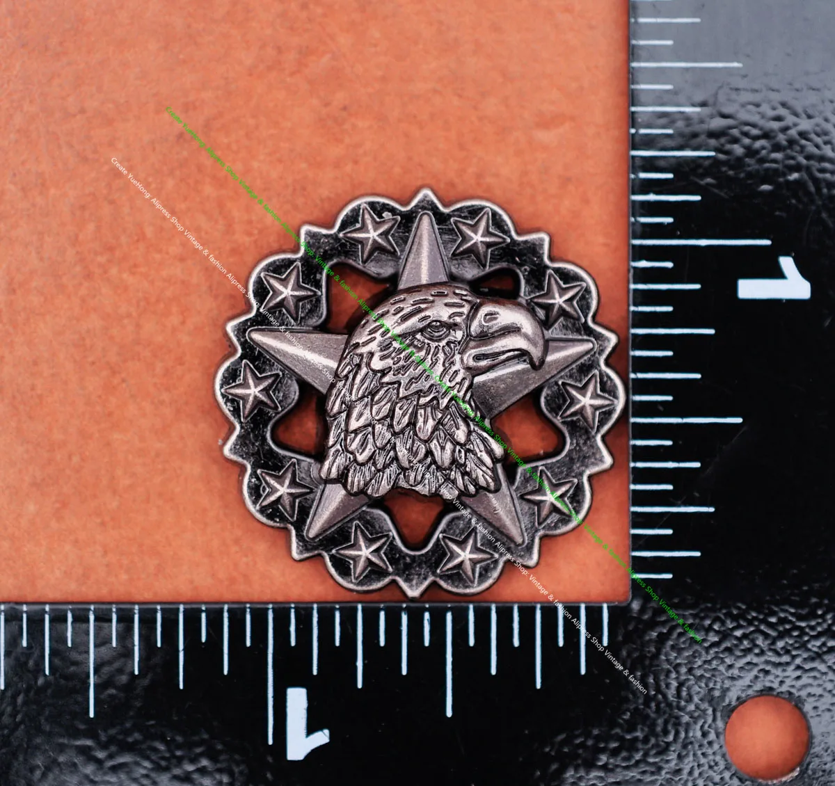 10X 29*29mm Antique Sliver Western Cowboy Round Star Eagle Conchos Button For Saddles Headstall Bridle Leathercraft Decor