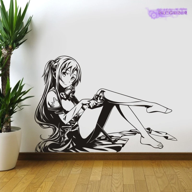 Sword Art Online Wall Decal Vinyl Asuna Wall Stickers Decal Decor Home Decoration Anime Car Sticker