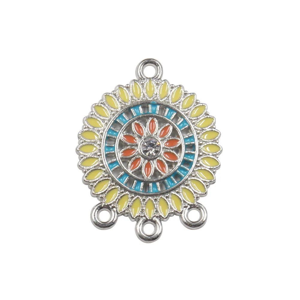 12 Stück Antik-Silber Blumen-Verbinder Schmuckanhänger Drei-Loch-Ohrring-Fassung Charms DIY Ohrring-Verbinder – Detail 6