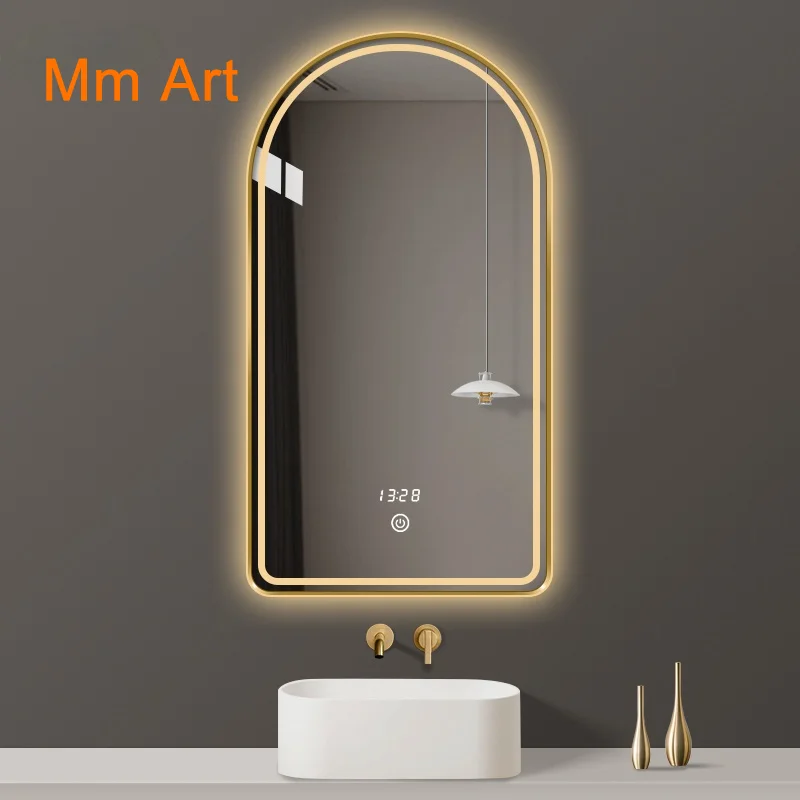 60X90CM Smart Mirror Led Anti-Fog Washstand  Mirror Touch Screen Dresser Customized Mirror with Light Luminous Wall-Mounted