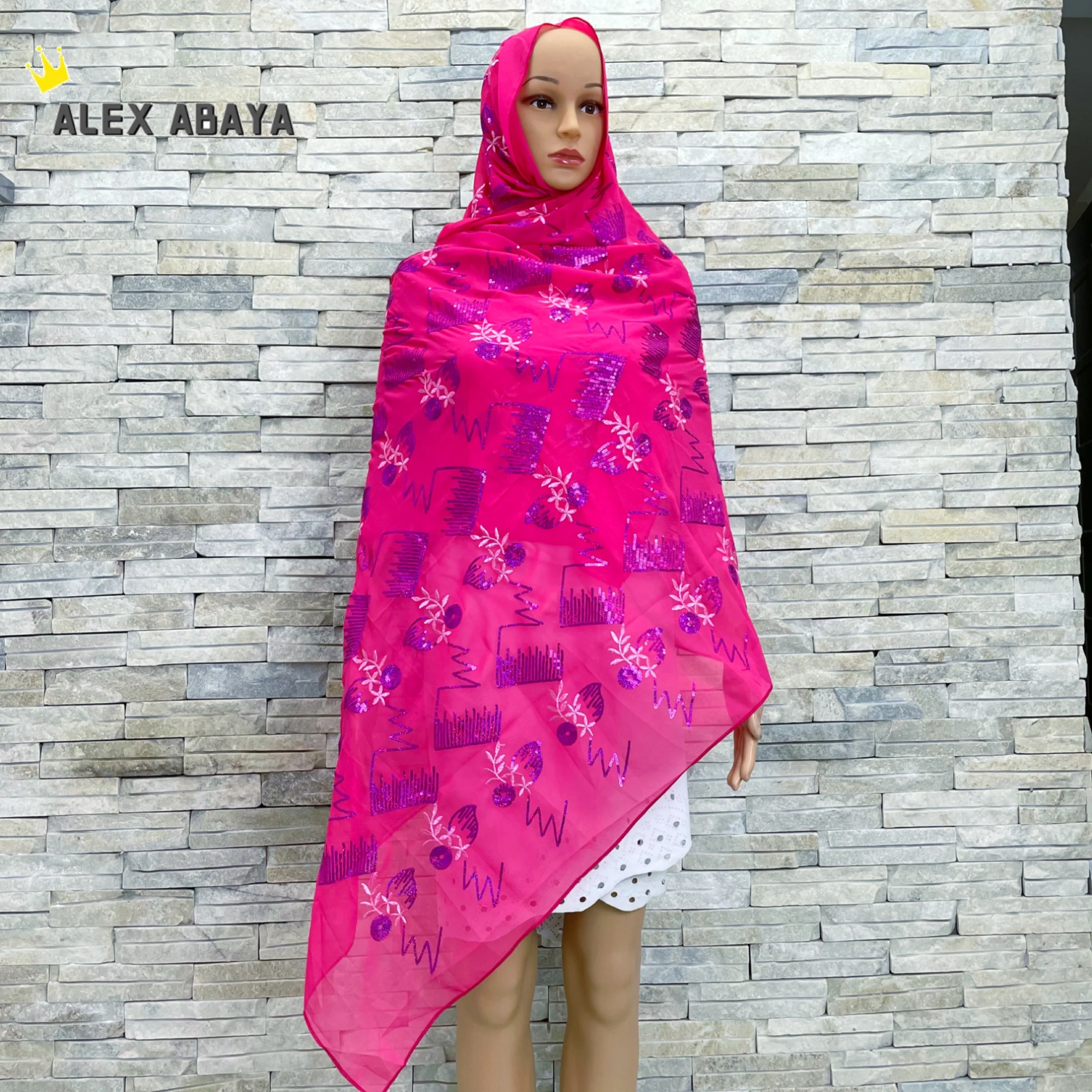 Copertura islamica del tessuto molle Chiffon del ricamo del paillettes Premium della sciarpa delle donne musulmane africane Hijab di trasporto libero