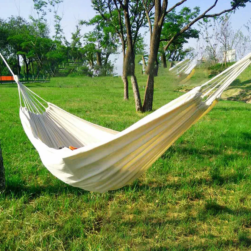 Double Hammock Outdoor Rollover Prevention Camping Canvas Hanging Swing Bed for Patio Travel Hiking 200x150cm 200x80cm