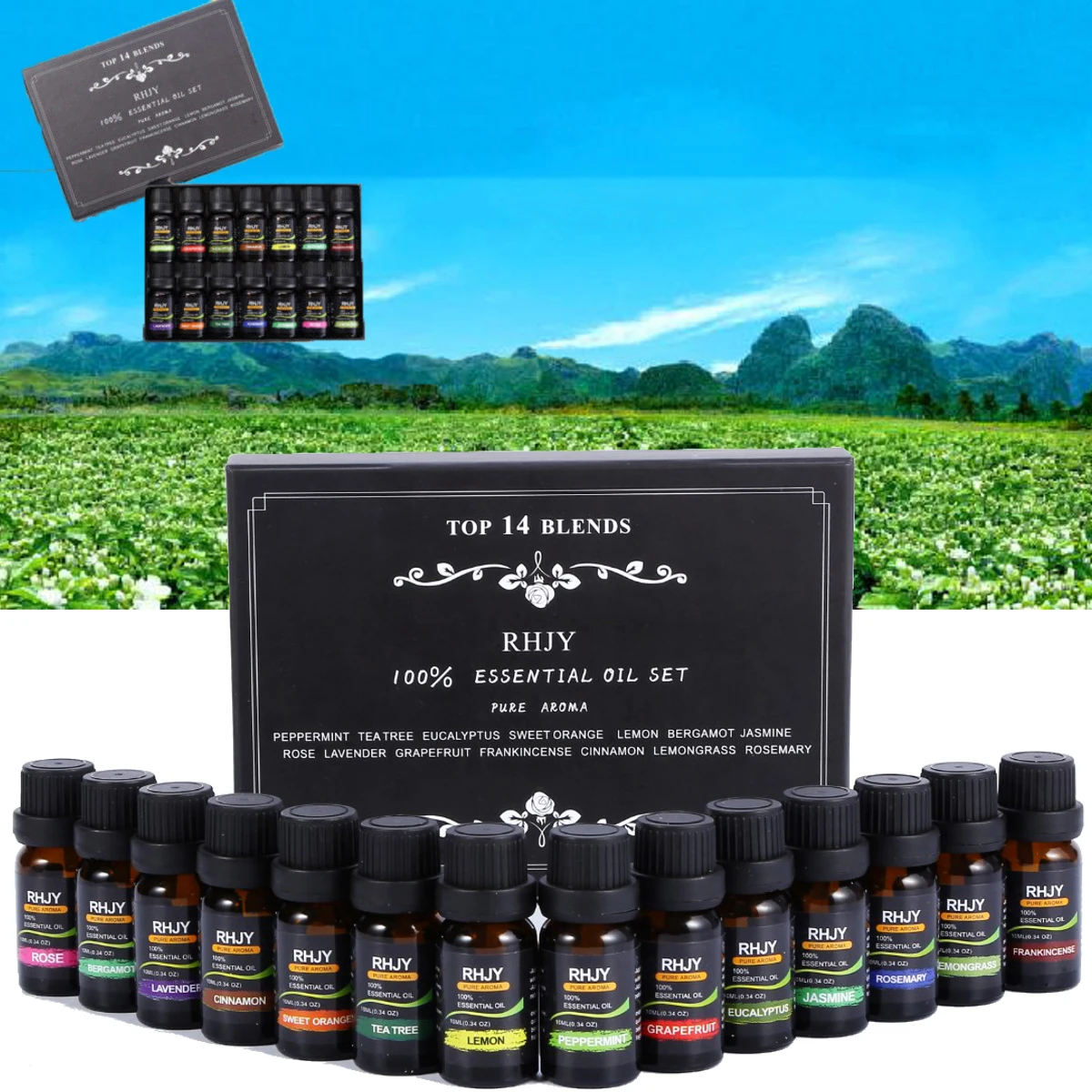 Essential Oils Set Of 14PCS 100% Pure Aromatherapy kit 10mL Bottles Gift Box