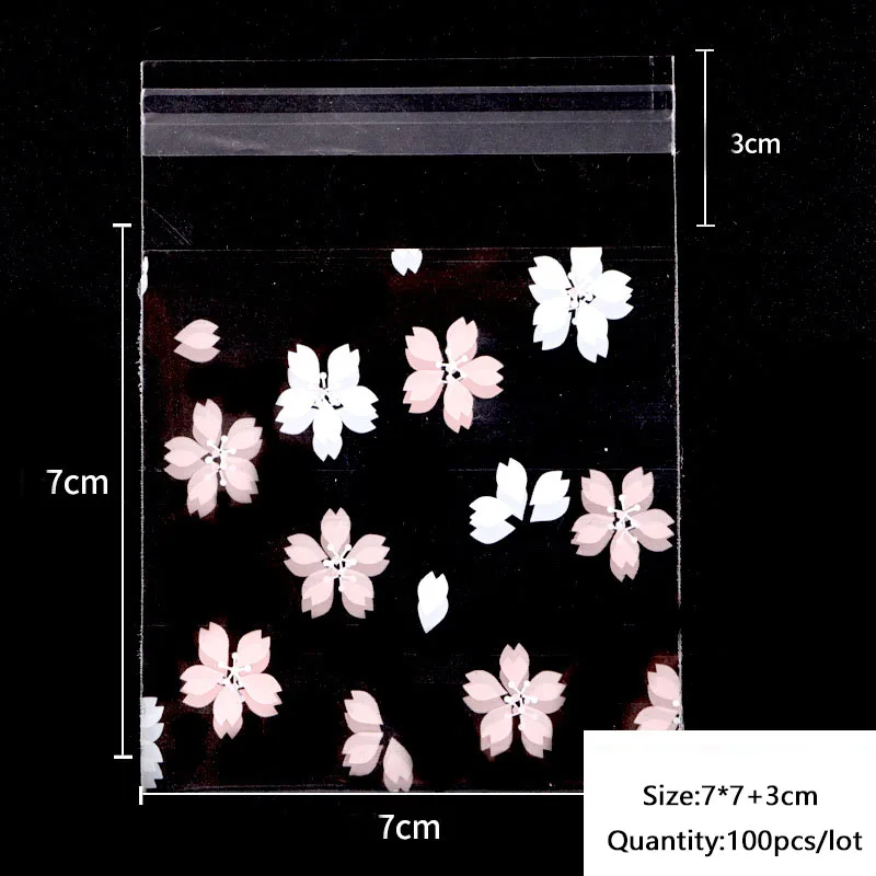 50 Cái/lốc 2021 Quà Tặng Năm Mới Tự Dính Nhựa Trong Suốt Cellophane Túi Màu Hồng Cánh Hoa Trắng Mới Năm Đảng Bao Bì Thực Phẩm túi