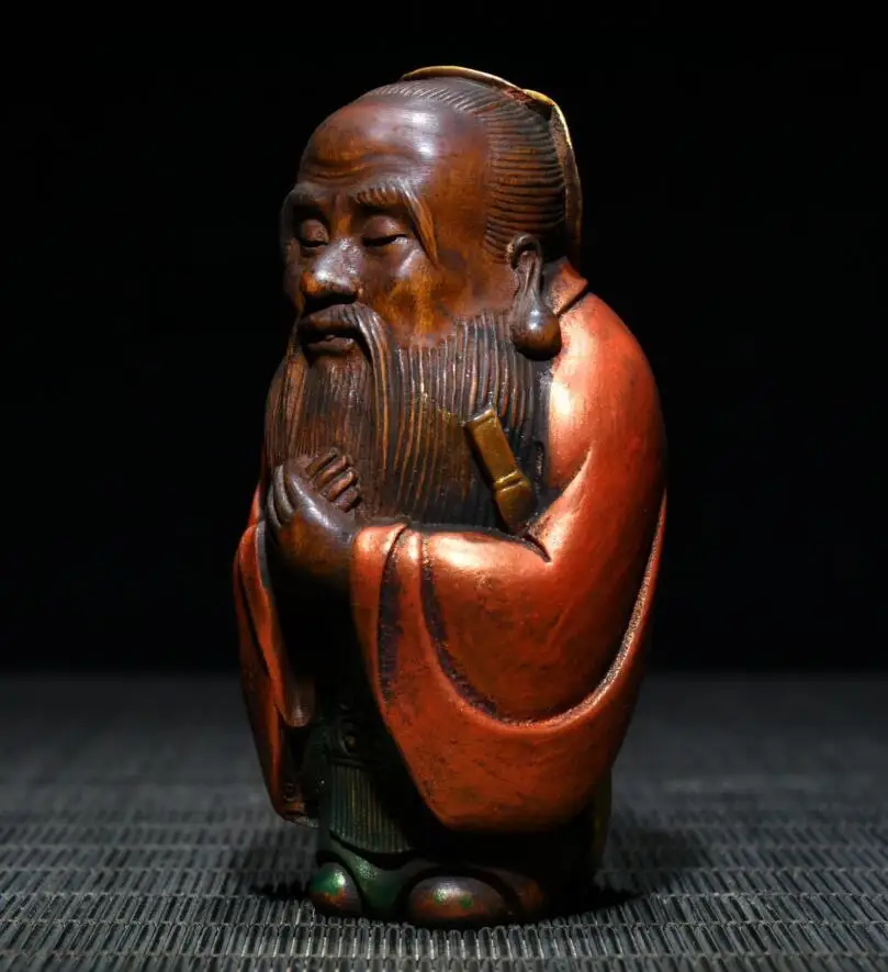 Archaize seiko intagliato a mano bosso confuciano scuola fondotinta confucio decorazione della casa piccoli mestieri statua