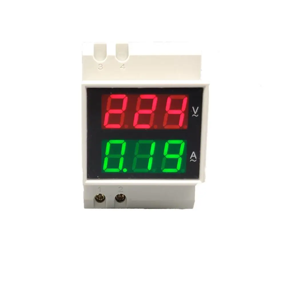 مقياس الجهد والتيار مع شاشة LED مزدوجة Din rail ، مقياس الفولتميتر Din-الريال ، مقياس التيار المتردد 200-450V 0.1-99.9A