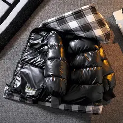 2021 New Boys Down Jacket for autumn winter Outerwear plaid Boys waterpoof hooded Zipper coat Children's clothes 10 12 14 years