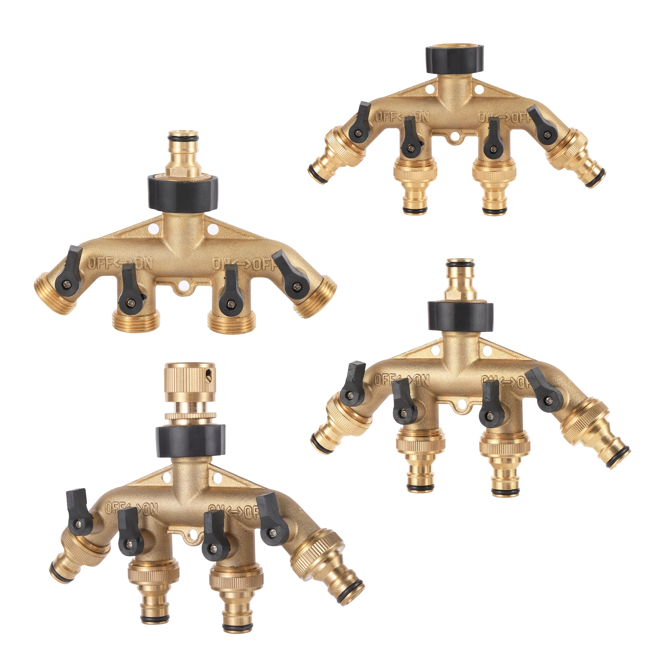 

Латунный 4-ходовой разветвитель для садового водопроводного крана 3/4 дюйма, Женский 4-ходовой разветвитель для водопроводной трубы 3/4 дюйма, быстроразъемный клапан для садового орошения