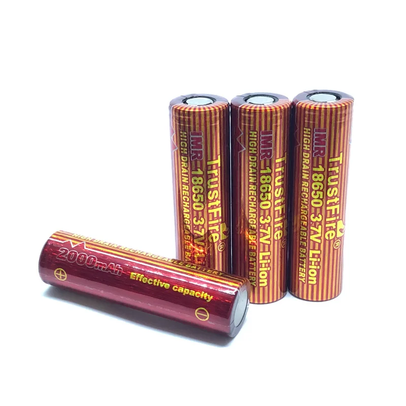 TrustFire IMR 18650 2000mah High Drain Rechargeable Lithium Battery Cell for LED Flashlight Headlamp Electric Tool Toy Batteries