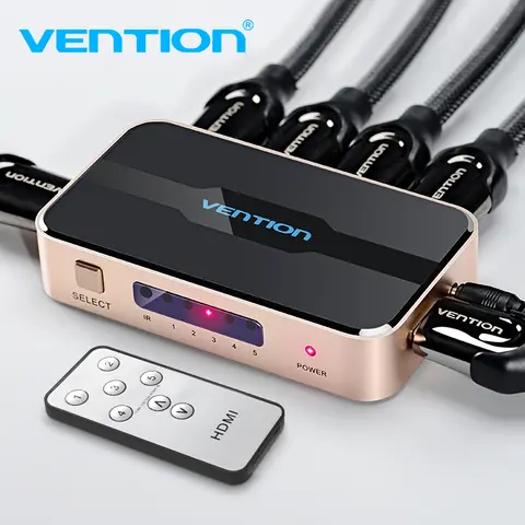 Vention XBOX 360 PS4 스마트 안드로이드 HDTV용 HDMI 스위치, 5 입력 1 출력, 5x1, 4K, 5 인 1 출력, HDMI 스위처 어댑터