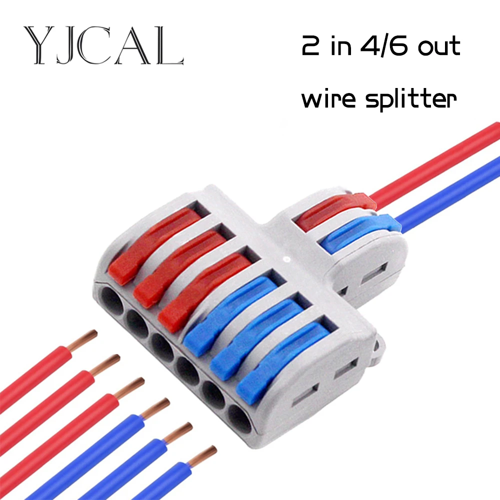 New Type SPL-42 62 Wire Connector 2 In 4/6 Out Wire Splitter Quick Conectors Universal Compact Wiring Conductor LED Conector