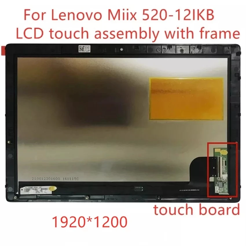 

Original lcd replacement For Lenovo Miix 520-12IKB 12.2'' LCD Screen IPS LED Display Touch Digitizer Assembly With Frame