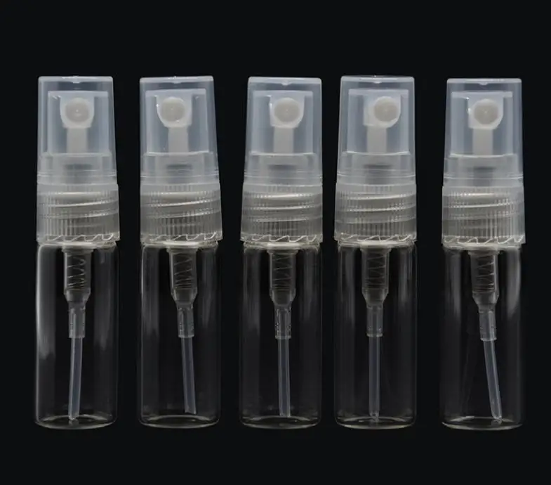 2000pcs/lot Mini Clear Glass 2ml Atomizer Bottle Pump Refillable Perfume Fine Mist Spray Empty Bottle Sample Vial Wholesale