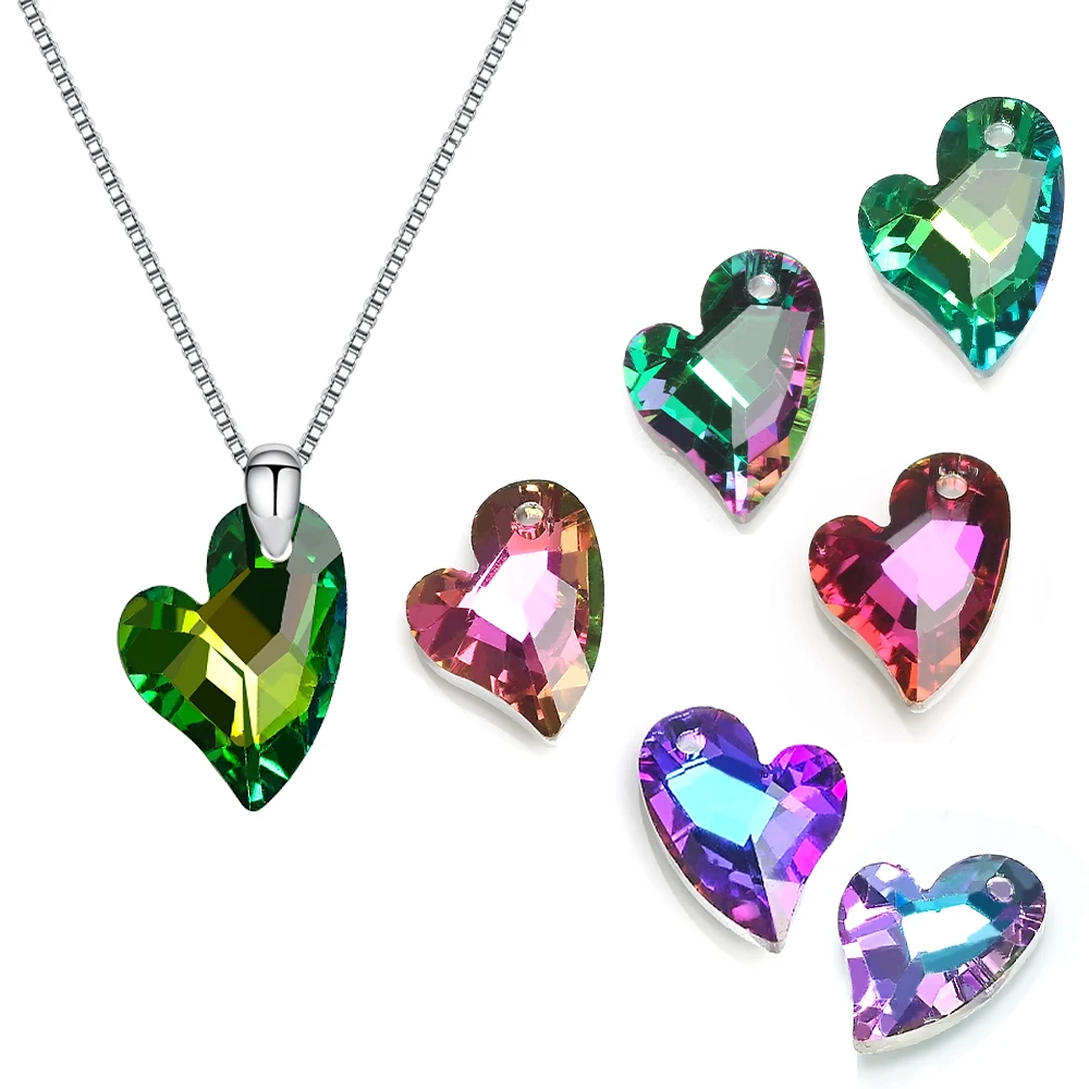 

ZHUBI 17mm Heart Shape Crystal Pendant Charm Glass Loose Beads For Women Jewelry Making Necklaces DIY Earring Findings 20pcs/lot