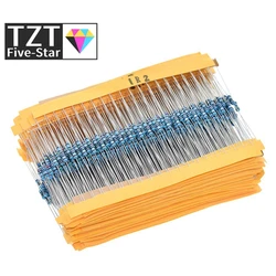 TZT 100pcs  1/4W 1R~22M 1% Metal film resistor 100R 220R 1K 1.5K 2.2K  4.7K 10K 22K 47K 100K 100 220 1K5 2K2  4K7 ohm resistance