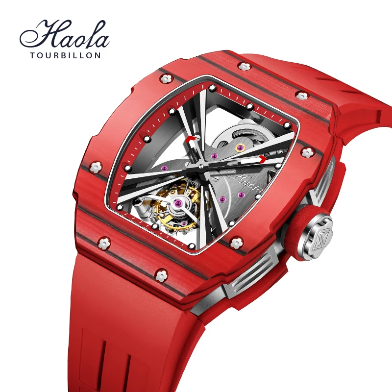 HAOFA Skeleton Tourbillon Movement Watch For Men Mechanical Sapphire Luminous Wristwatches Rotating Luxury Top Brand Watch 1903