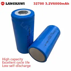 3.2V 32700 6000mAh LiFePO4 Cylindrical Rechargeable Lithium-ion High Capacity Battery for Electric Vehicle UPS Energy Storage