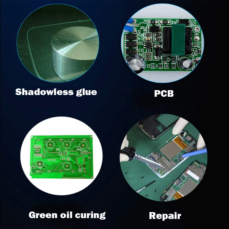 395nm UV LED Curing Lamp 365nm 405nm Adjustable Energy Repair Ultraviolet light Green oil Solder Screen glue PCB Bonding