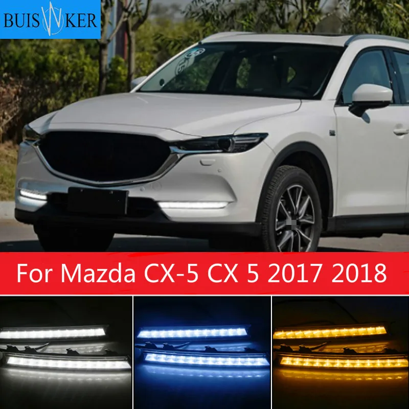 

2 pcs For Mazda CX-5 CX 5 2017 2018 12V LED DRL Daytime Running Light Fog Lamp Decoration with Flowing Turn Signal style Relay