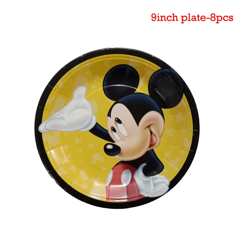 Disney Yellow Mickey Mouse birthday party for baby baptism favor balloon paper Disposable tableware party decor child Supplies