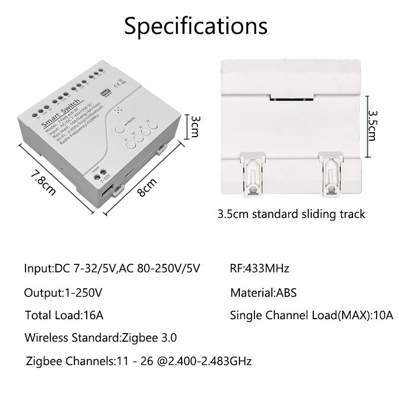 ZigBee 3.0 Tuya 4-Gang Inching Relay Smart Switch Timing Module, DIY Garage Door Lamp, Motor, Work With Alexa, SmartThings, Hue