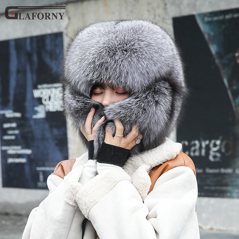 2019  solid fox fur hat female Leigeng hat male all-wool prince hat thickened warm winter fur hat unisex winter fur hat