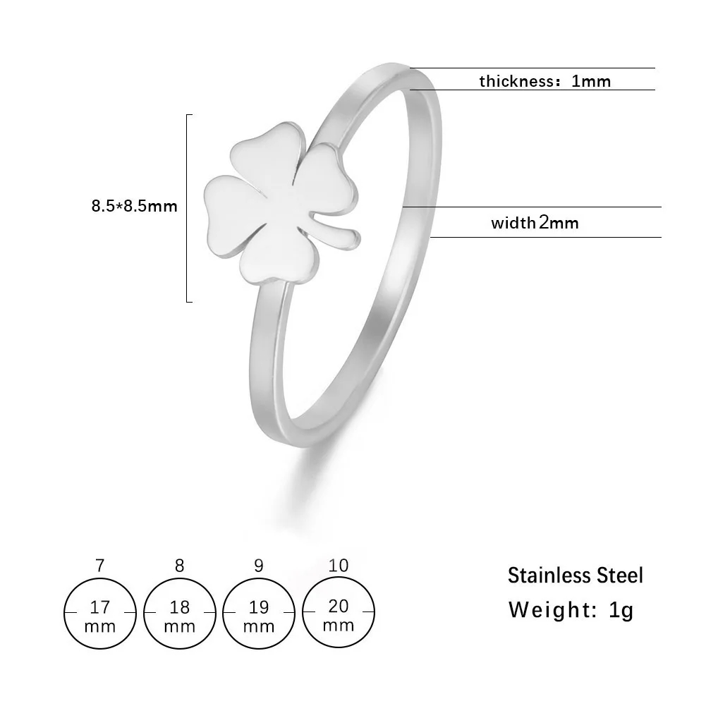 Skyrim Lucky Four Leaf Clover Rings for Women Stainless Steel Wedding Party Ring 2024 Fashion Jewelry Gift for Lover Wholesale