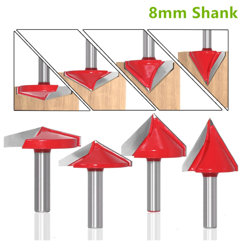 8mm Shank V Bit CNC Solid Carbide End Mill 3D Router Bits For Wood 60/90/120/150 deg Tungsten Woodworking Milling Cutter