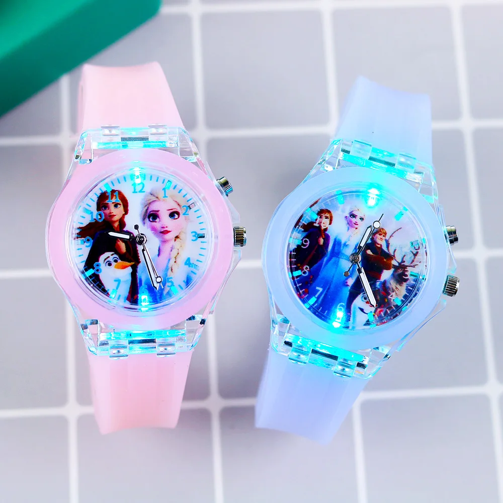 Flash Light Orologi per bambini con cinturino in silicone Principessa Elsa Frozen Sophia Orologio per ragazze Orologio per studenti reloj infantil