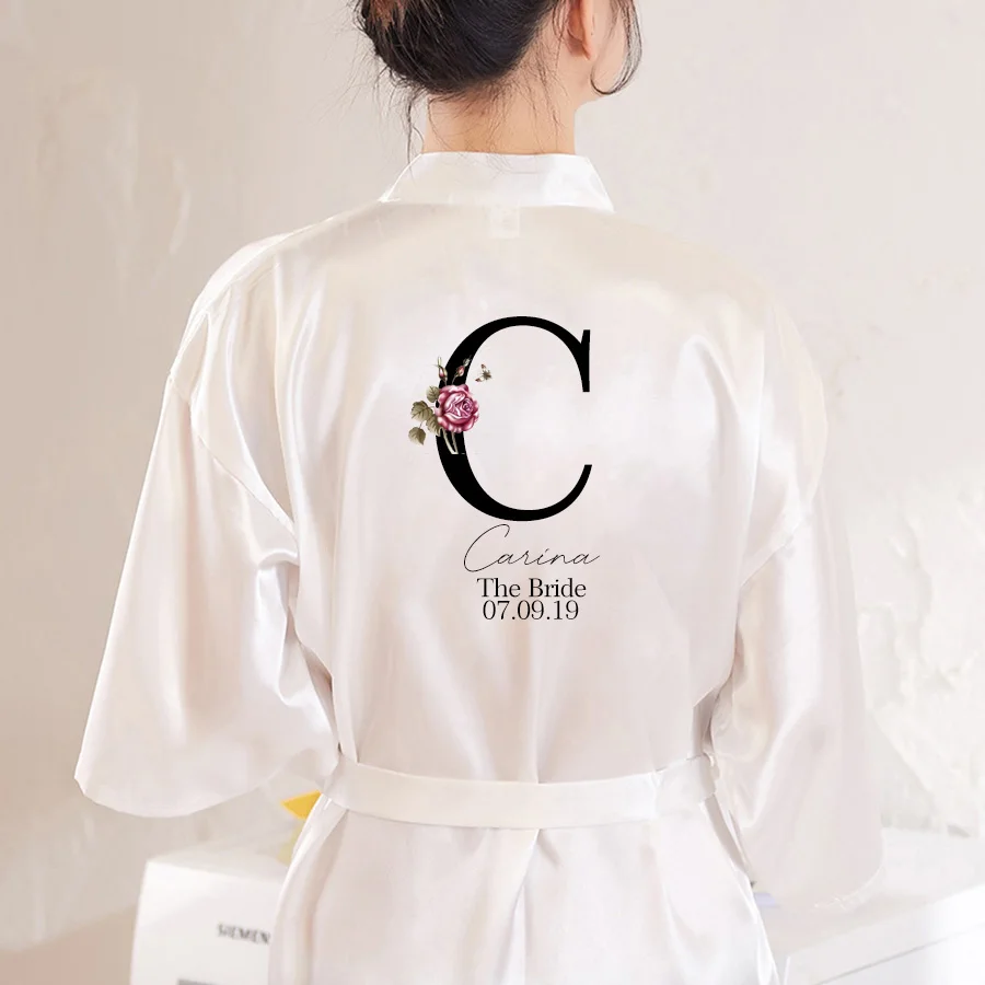 Bridesmaid Robes  Wedding Robe Bridesmaid  Team Bride Gifts Flower Print Bridal Personalized Engagement Gift  Bride Gift  Robes