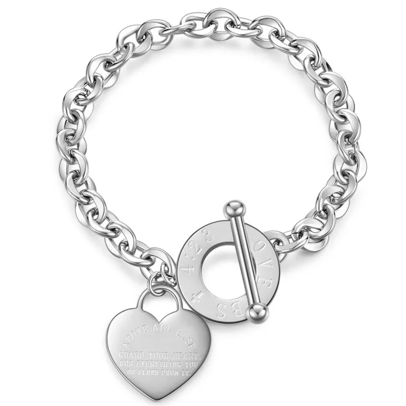 Stainless Steel Heart Bracelets For Women Party Gift Fashion Chain Charm Bracelets Jewelry Wholesale 1191