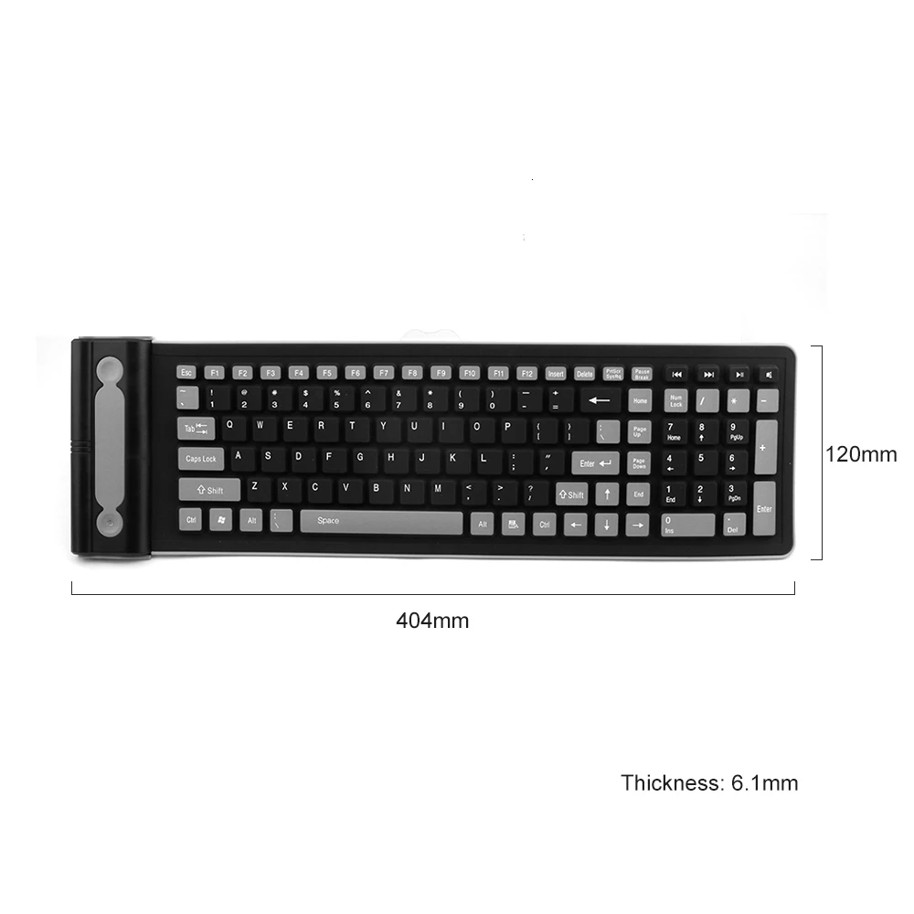 Teclado inalámbrico de silicona plegable, accesorio Flexible, resistente al agua, Delgado, Universal, silencioso, enrollable, para PC y portátil,